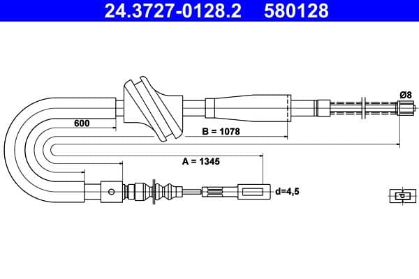 Cablu, frana de parcare ATE 24.3727-0128.2