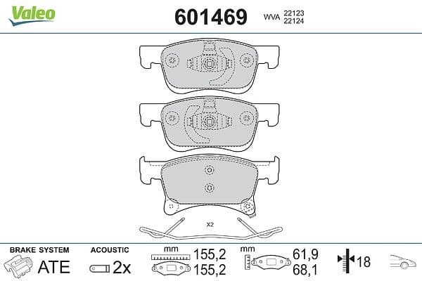 set placute frana,frana disc VALEO 601469