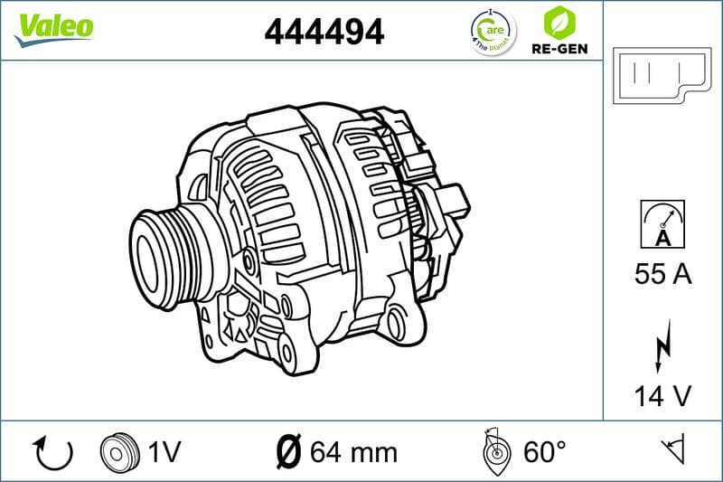 Generator / Alternator VALEO RE-GEN REMANUFACTURED 444494