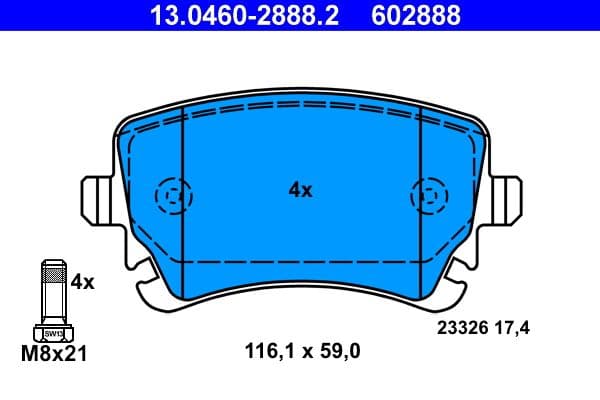 set placute frana,frana disc ATE 13.0460-2888.2