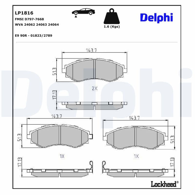 set placute frana,frana disc DELPHI LP1816