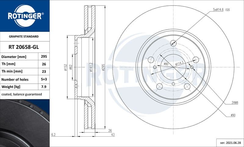 Disc frana ROTINGER GRAPHITE LINE RT 20658-GL