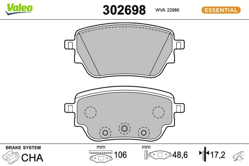 set placute frana,frana disc VALEO ESSENTIAL 302698