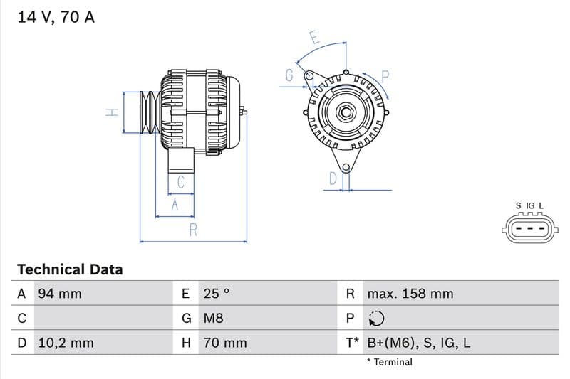 Generator / Alternator BOSCH 0 986 045 891