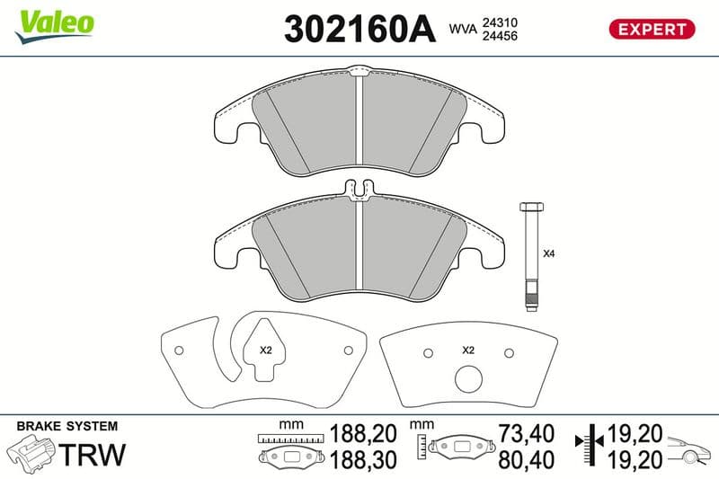 set placute frana,frana disc VALEO 302160A