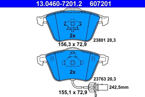 set placute frana,frana disc ATE 13.0460-7201.2