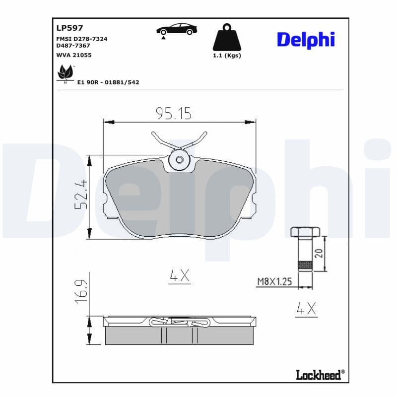 set placute frana,frana disc DELPHI LP597