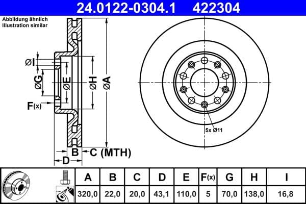 Disc frana ATE 24.0122-0304.1
