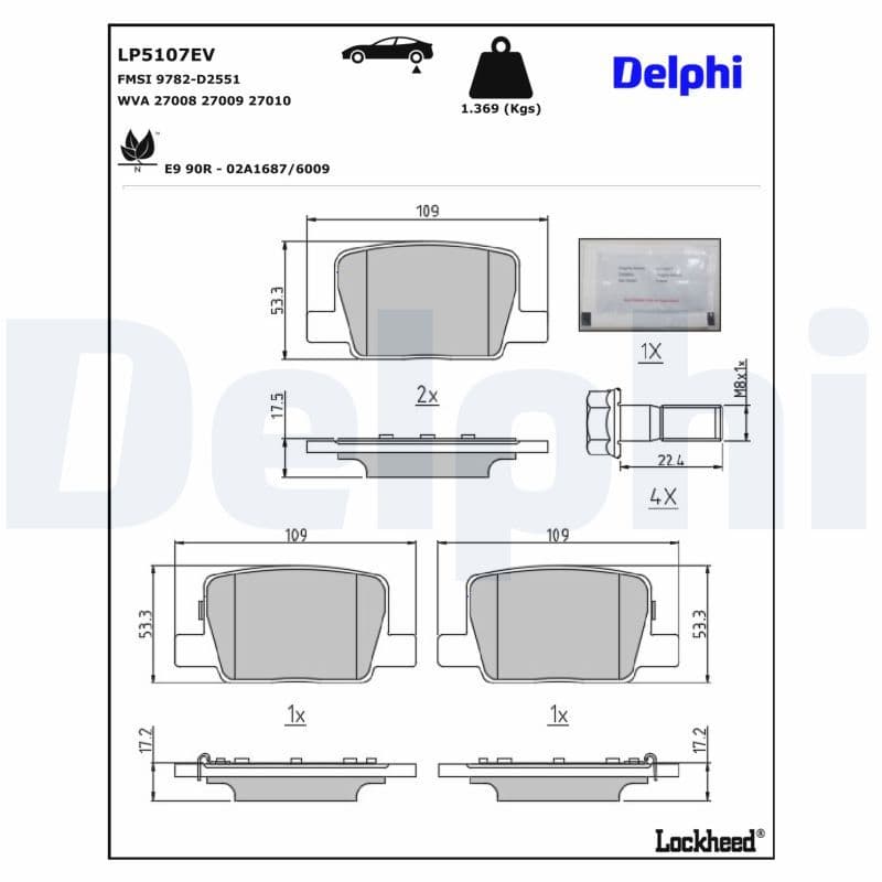 set placute frana,frana disc DELPHI LP5107EV