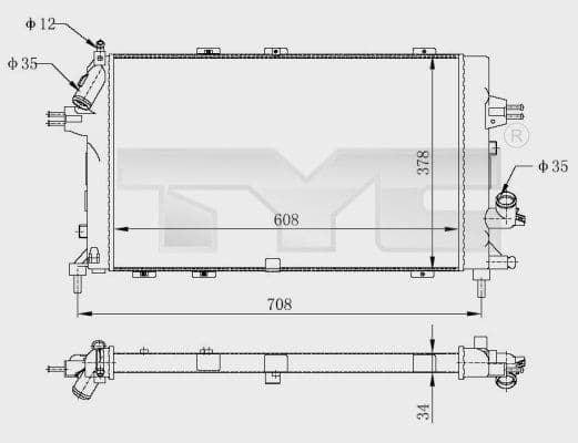 Radiator, racire motor TYC 725-0028-R