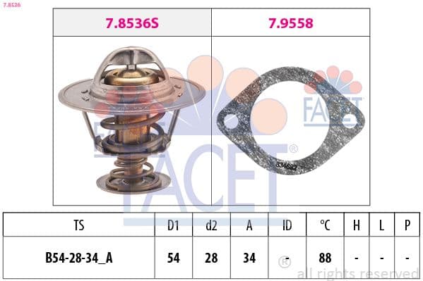 termostat,lichid racire FACET Made in Italy - OE Equivalent 7.8536