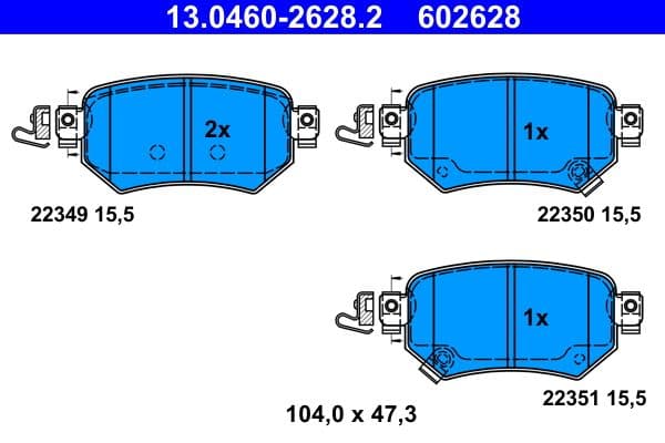set placute frana,frana disc ATE 13.0460-2628.2