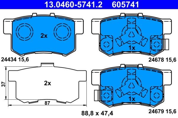 set placute frana,frana disc ATE 13.0460-5741.2