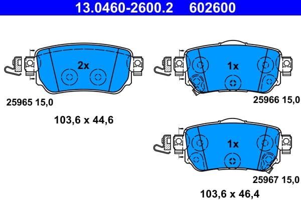 set placute frana,frana disc ATE 13.0460-2600.2