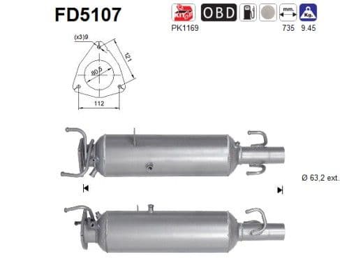 Filtru funingine/particule, sist.de esapament AS-PL FD5107