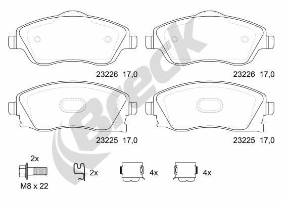 set placute frana,frana disc BRECK 23225 00 702 10
