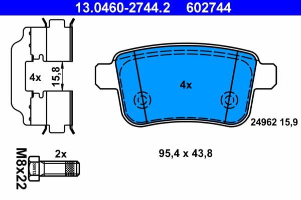 set placute frana,frana disc ATE 13.0460-2744.2