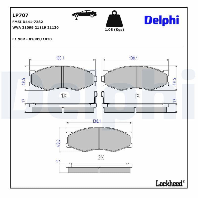 set placute frana,frana disc DELPHI LP707