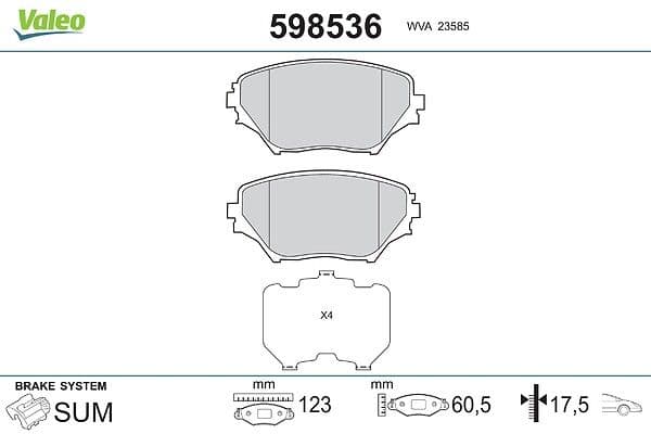 set placute frana,frana disc VALEO 598536