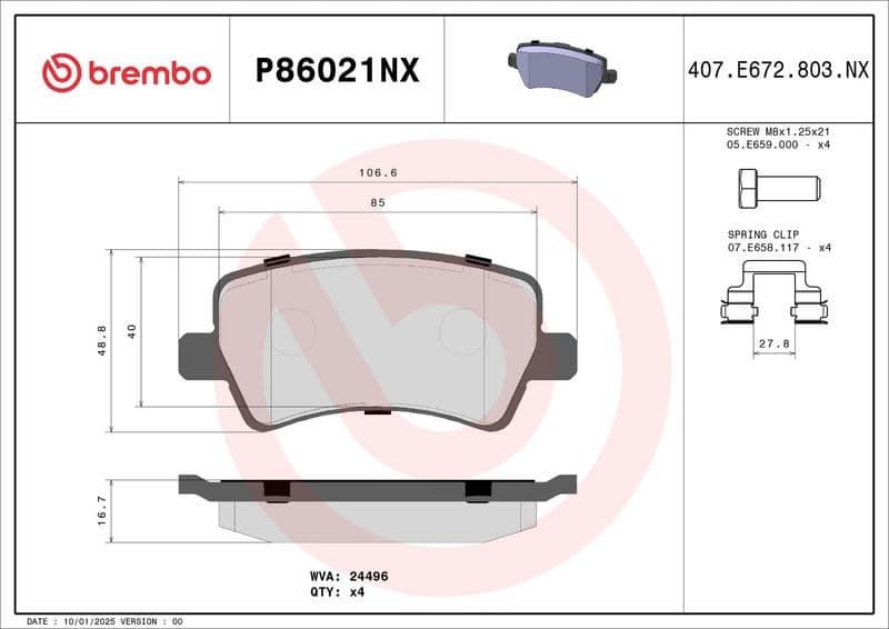 set placute frana,frana disc BREMBO XTRA LINE - Ceramic P86021NX
