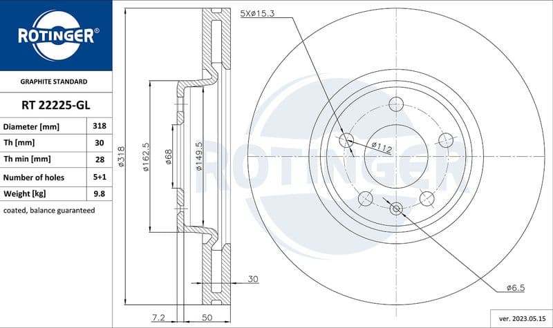 Disc frana ROTINGER GRAPHITE LINE RT 22225-GL