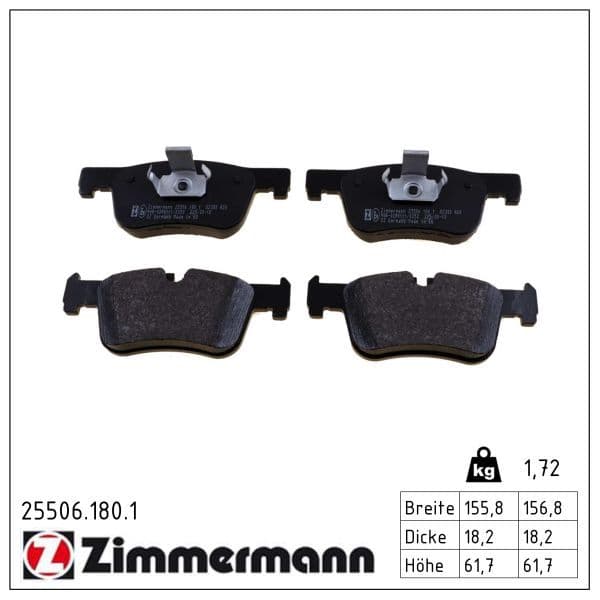 set placute frana,frana disc ZIMMERMANN 25506.180.1