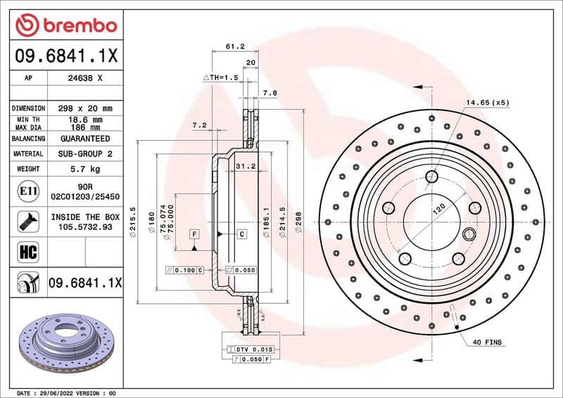 Disc frana BREMBO XTRA LINE - Xtra 09.6841.1X