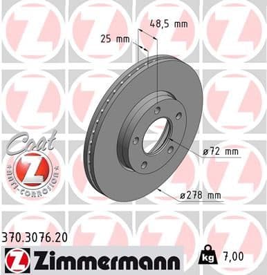 Disc frana ZIMMERMANN COAT Z 370.3076.20