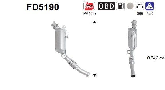 Filtru funingine/particule, sist.de esapament AS-PL FD5190