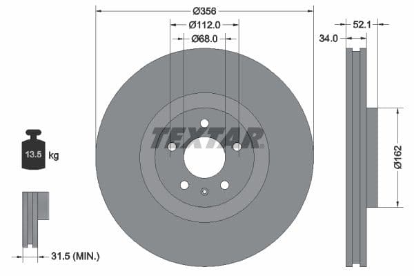 Disc frana TEXTAR PRO+ 92238205