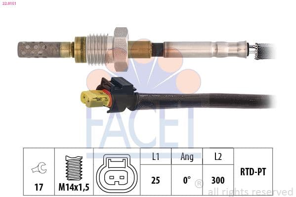 Senzor, temperatura gaze evacuare FACET Made in Italy - OE Equivalent 22.0151