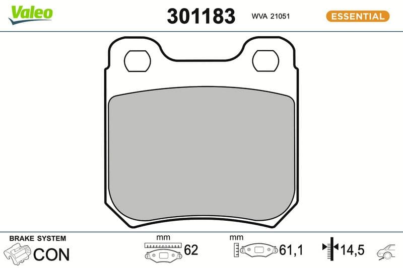 set placute frana,frana disc VALEO ESSENTIAL 301183