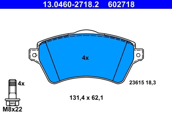 set placute frana,frana disc ATE 13.0460-2718.2