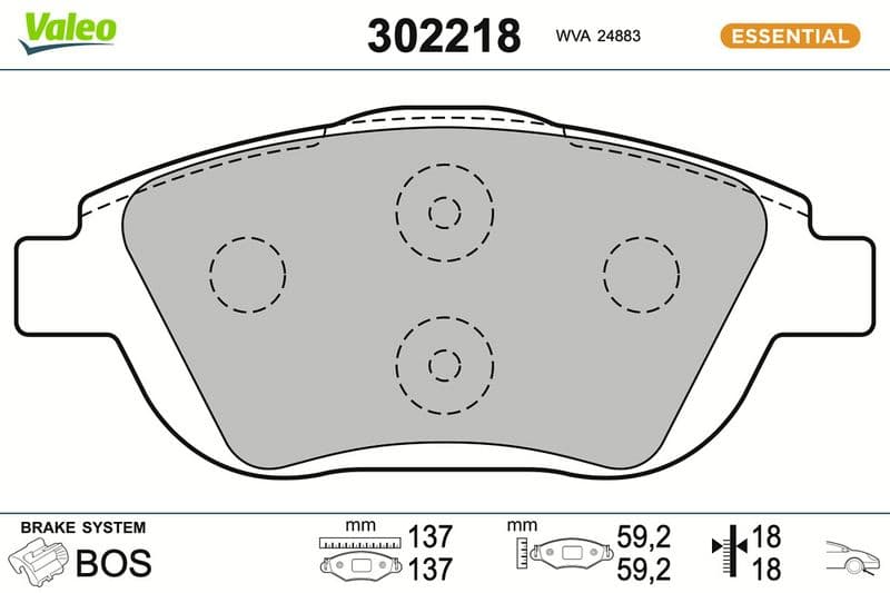 set placute frana,frana disc VALEO ESSENTIAL 302218