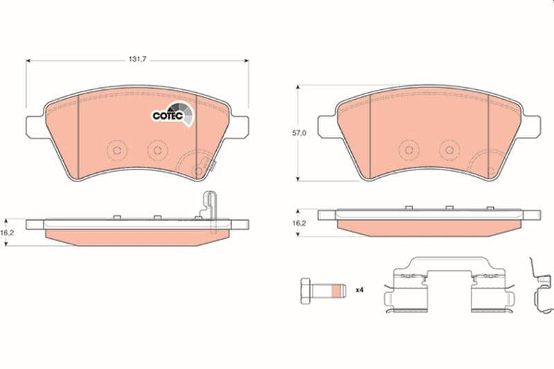 set placute frana,frana disc TRW COTEC GDB1673