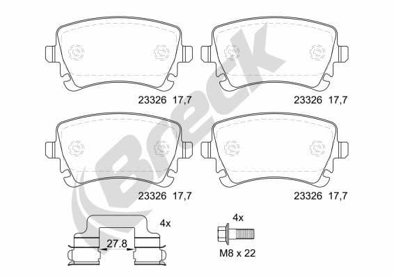 set placute frana,frana disc BRECK 23326 00 702 00