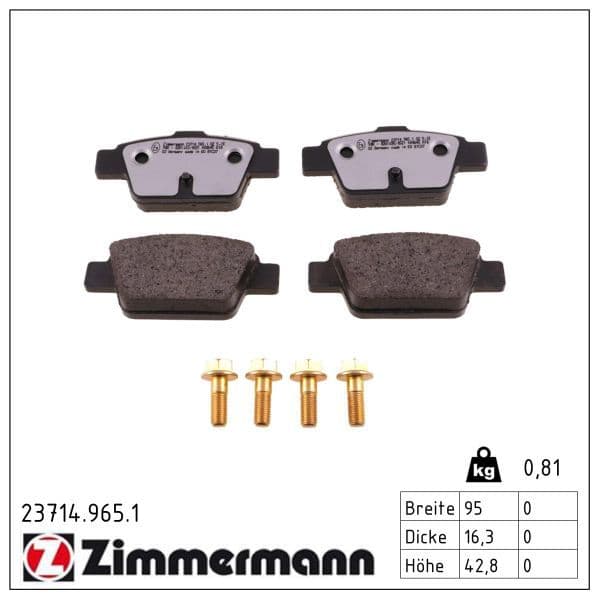 set placute frana,frana disc ZIMMERMANN 23714.965.1