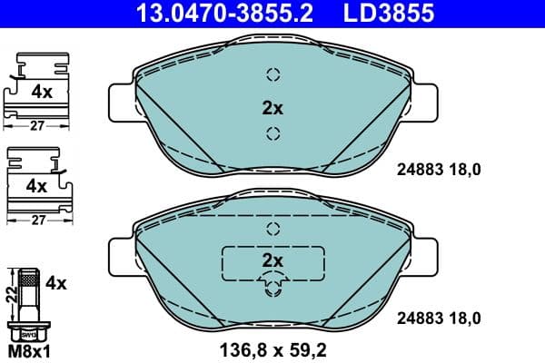 set placute frana,frana disc ATE Ceramic 13.0470-3855.2
