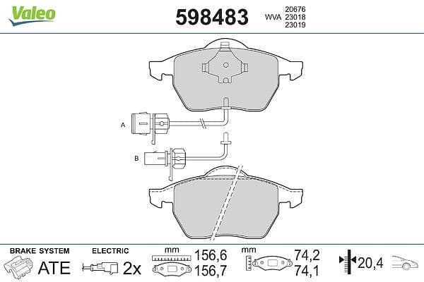 set placute frana,frana disc VALEO 598483