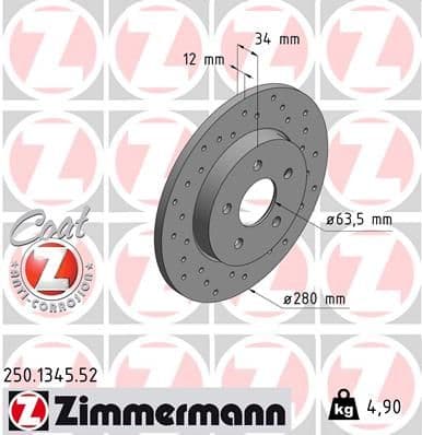 Disc frana ZIMMERMANN SPORT Z 250.1345.52