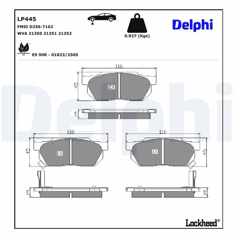 set placute frana,frana disc DELPHI LP445