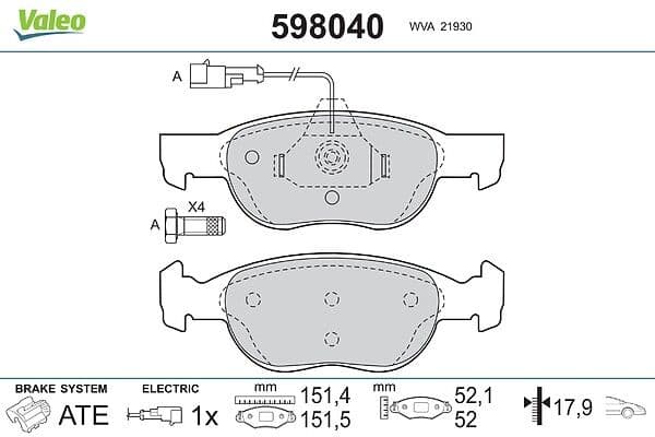 set placute frana,frana disc VALEO 598040