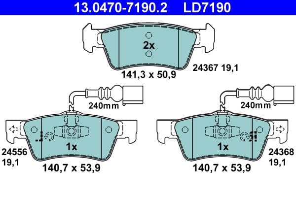 set placute frana,frana disc ATE Ceramic 13.0470-7190.2