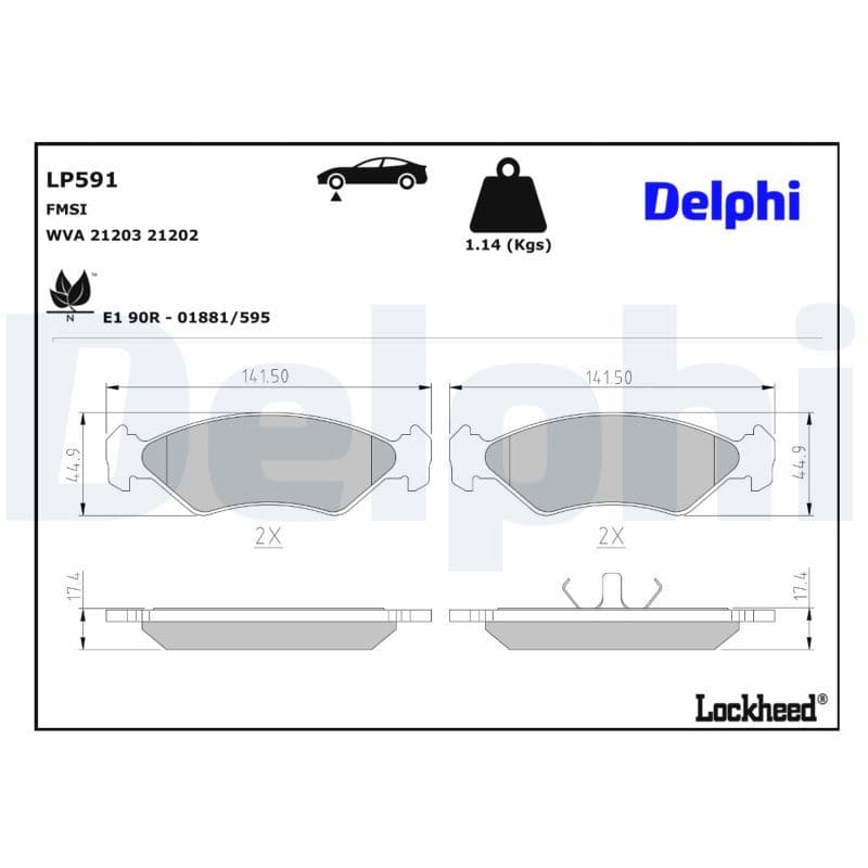 set placute frana,frana disc DELPHI LP591