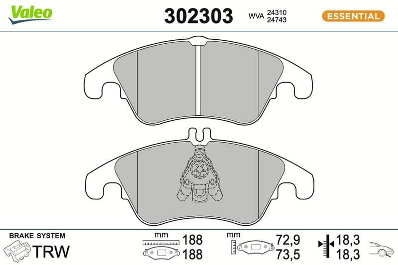 set placute frana,frana disc VALEO ESSENTIAL 302303