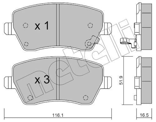 set placute frana,frana disc METELLI 22-0485-1