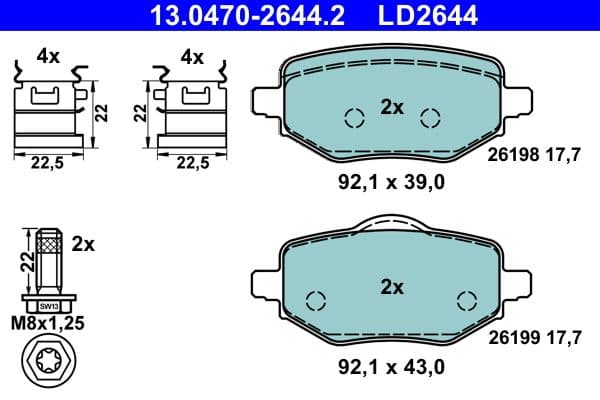 set placute frana,frana disc ATE Ceramic 13.0470-2644.2