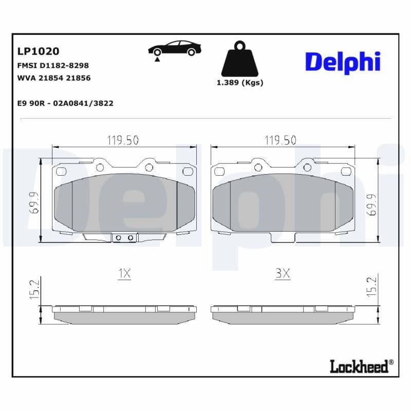 set placute frana,frana disc DELPHI LP1020