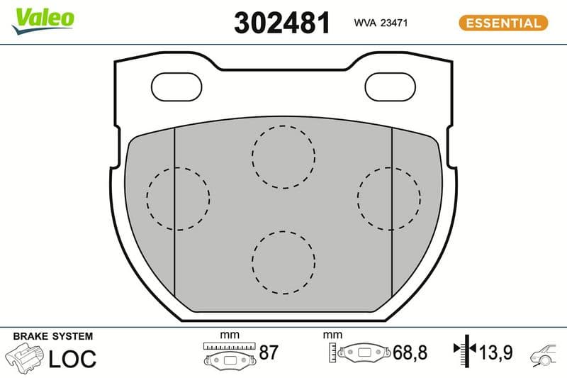 set placute frana,frana disc VALEO ESSENTIAL 302481