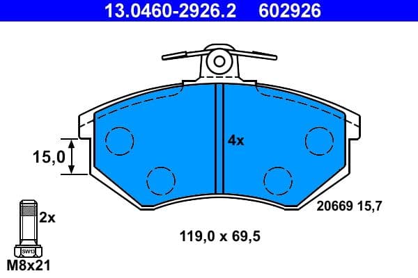 set placute frana,frana disc ATE 13.0460-2926.2
